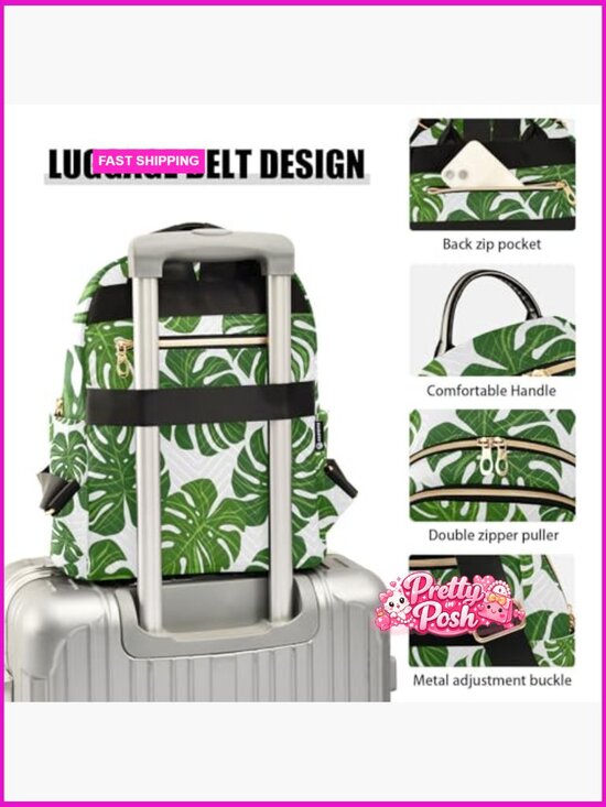 Tropical Palm Monstera Leaf Small Backpack Purse Lightweight Travel Daypack